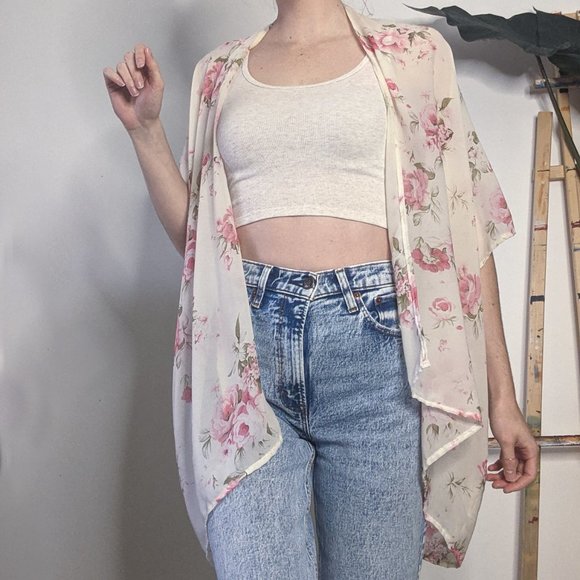 Handmade Floral Kimono-Style Cardigan - Picture 3 of 4